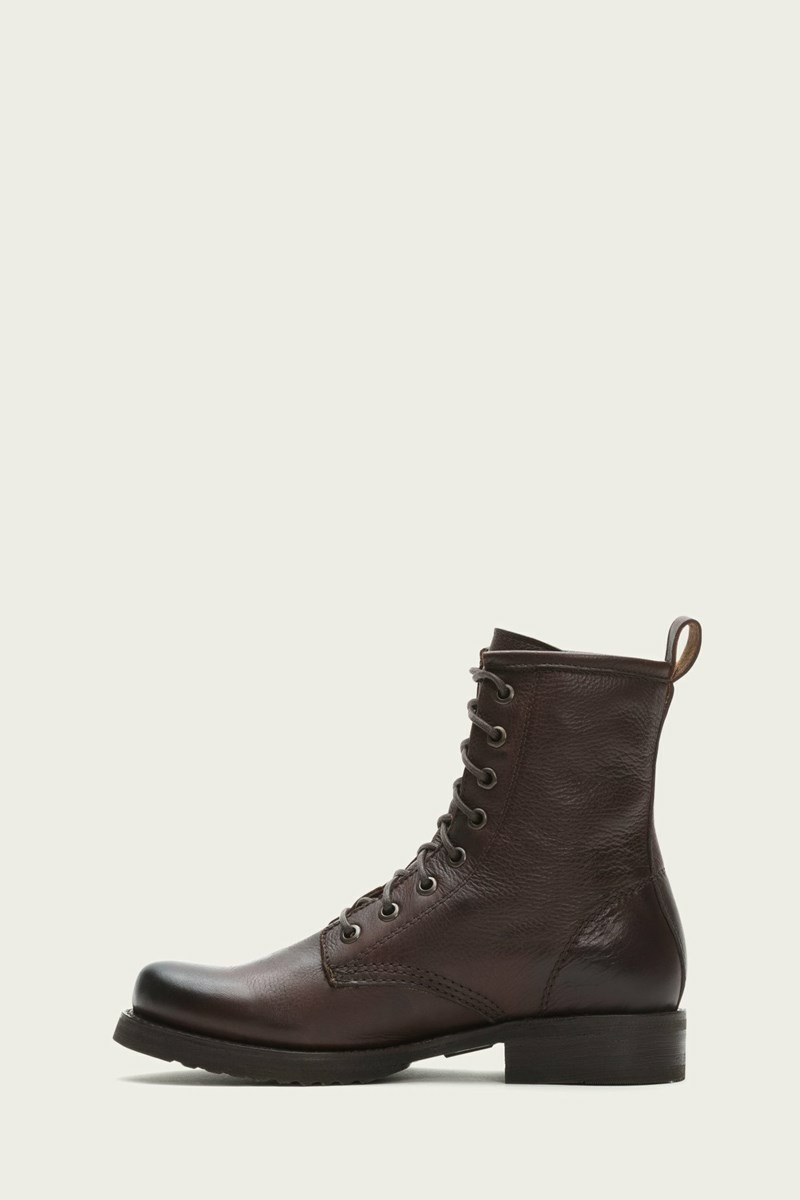 Frye Veronica Combat Women Booties Brown | NVHC92671