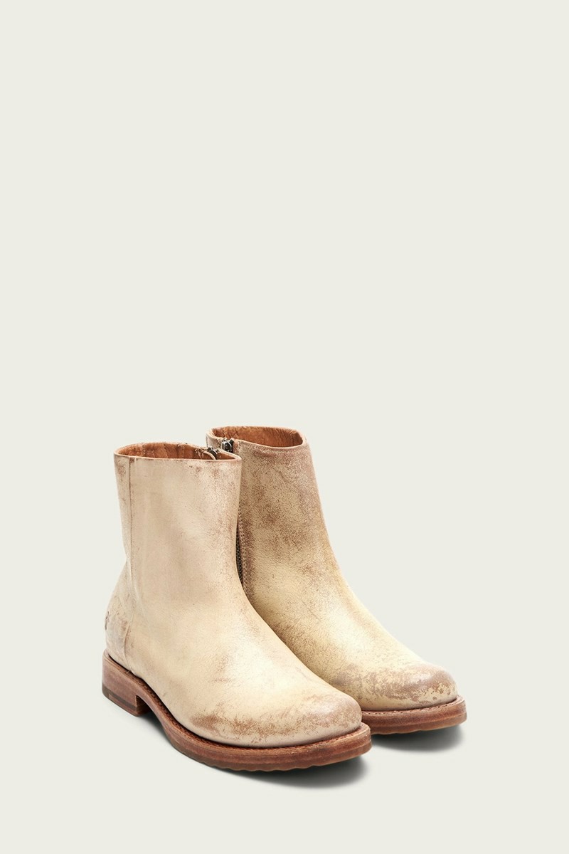 Frye Veronica Inside Zip Women Booties White | IOAE27801